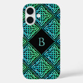 Monogram Celtic Knot Groen Teal iPhone 16 Hoesje (Achterkant)