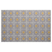 Monogram Ceramic Azulejo Style Blue Oranje Fabric Stof (Yard (91,4 cm))