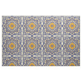 Monogram Ceramic Azulejo Style Blue Oranje Fabric Stof (Fat Quarter)