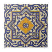 Monogram Ceramic Azulejo Style Blue Tile Tegeltje (Voorkant)