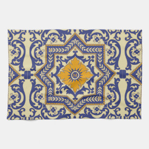 Monogram Ceramic Azulejo Style Blue Towel Theedoek