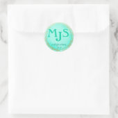 Monogram Certificatiejaar Waterverf Gold Doodle Ronde Sticker (Tas)