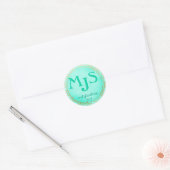 Monogram Certificatiejaar Waterverf Gold Doodle Ronde Sticker (Envelop)