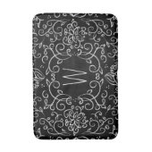 Monogram Chalk Black en White Filigree Badmat (Voorkant Verticaal)