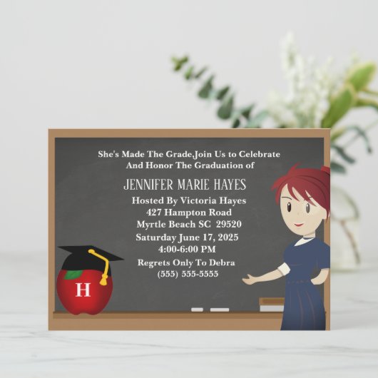 Monogram Chalkboard Afstuderen leraar Kaart (Staand voorkant)