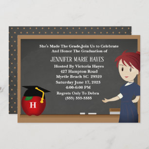 Monogram Chalkboard Afstuderen leraar Kaart