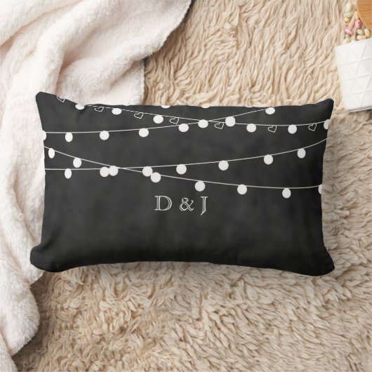 Monogram Chalkboard airy Lights & Hearts Pillow Kussen (Deken)