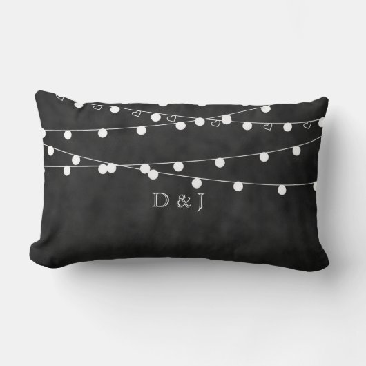Monogram Chalkboard airy Lights & Hearts Pillow Kussen (Voorkant)
