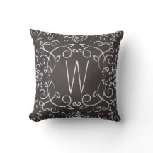 Monogram Chalkboard Black en White Filigree