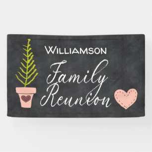 Monogram Chalkboard Familieboom Reunion Spandoek
