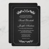 Monogram Chalkboard Formal Wedding Invitations Kaart (Voorkant / Achterkant)