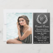 Monogram Chalkboard Graduation Party Kaart (Achterkant)