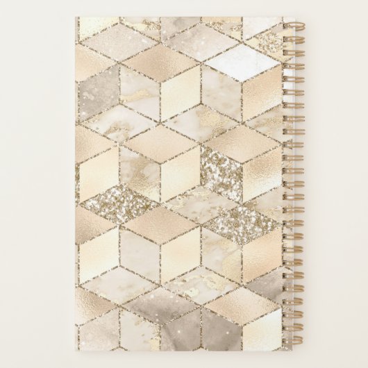 Monogram Champagne Glitter Cream Beige Geometrisch Planner (Achterkant)
