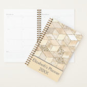 Monogram Champagne Glitter Cream Beige Geometrisch Planner (Display)