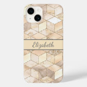 Monogram Champagne Glitter Gray Peach Geometric Case-Mate iPhone Case (Achterkant)