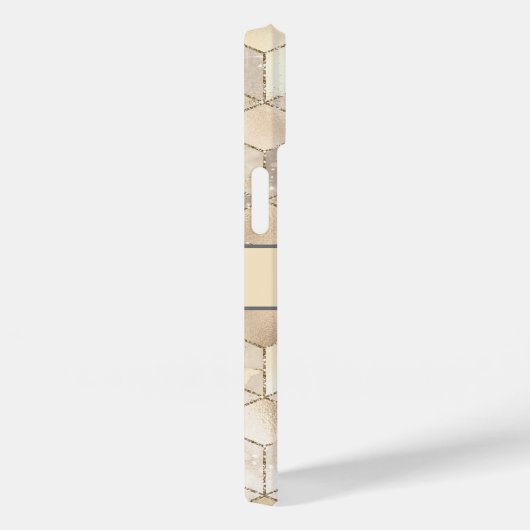 Monogram Champagne Glitter Gray Peach Geometric Case-Mate iPhone Case (Achterkant / Rechts)