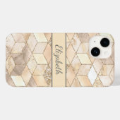 Monogram Champagne Glitter Gray Peach Geometric Case-Mate iPhone Case (Achterkant (horizontaal))