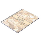 Monogram Champagne Glitter Gray Peach Geometric Notitieboek (Linkerzijde)