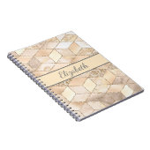 Monogram Champagne Glitter Grijs Perzik Geometrisc Notitieboek (Rechterzijde)