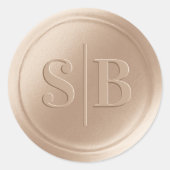 Monogram Champagne Gold Wax Seal Weddenkers Ronde Sticker (Voorkant)