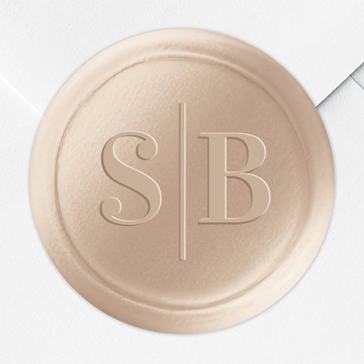 Monogram Champagne Gold Wax Seal Weddenkers Ronde Sticker