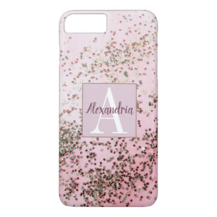 Monogram Champagne Pink Confetti iPhone 8/7 Plus Hoesje