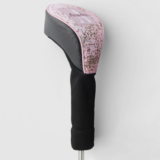 Monogram Champagne Pink Confetti Golfheadcover (Schuin)