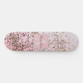 Monogram Champagne Pink Confetti Skateboard (Horizontaal)