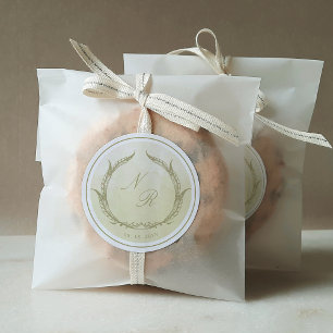 Monogram Champagne Waterverf Envelope Seal/Favorie Ronde Sticker