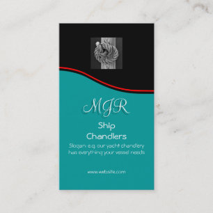 Monogram, Chandlers Rope Knot on Wood, rode swoosh Visitekaartje