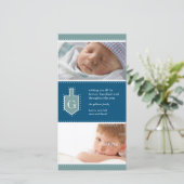 Monogram Chanoeka Dreidel Fotokaart Feestdagenkaart (Staand voorkant)