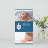 Monogram Chanoeka Dreidel Fotokaart Feestdagenkaart (Staand voorkant)