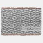 Monogram Charcoal Gray Tribal Ikat Diamond Pattern Deken (Voorkant)