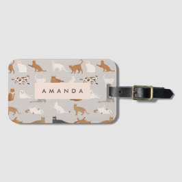 Monogram Charmante Kattenpatroon Kattenliefhebbers Bagagelabel