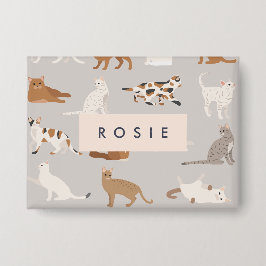 Monogram Charmante Kattenpatroon Kattenliefhebbers Button