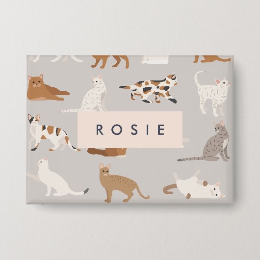 Monogram Charmante Kattenpatroon Kattenliefhebbers Button (Voorkant)