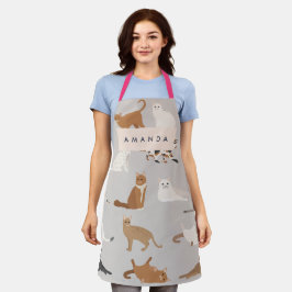 Monogram Charmante Kattenpatroon Kattenliefhebbers Schort