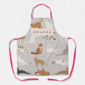 Monogram Charmante Kattenpatroon Kattenliefhebbers Schort (Voorkant)