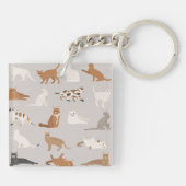 Monogram Charmante Kattenpatroon Kattenliefhebbers Sleutelhanger (Achterkant)