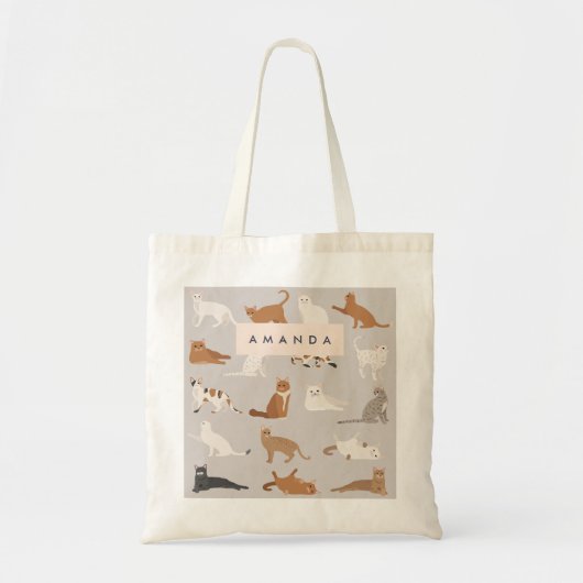 Monogram Charmante Kattenpatroon Kattenliefhebbers Tote Bag (Voorkant)