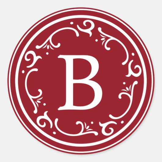 Monogram Charming Rustige Kerstmis Ronde Sticker (Voorkant)