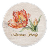 Monogram charming watercolor floral stylish script keramische knop (Voorkant)