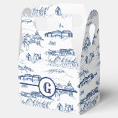 Monogram Chattanooga Toile Blue Bedankdoosjes (Geopend)