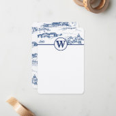 Monogram Chattanooga Toile Blue Notitiekaartje (Voorkant / Achterkant in situ)