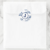 Monogram Chattanooga Toile Blue Ronde Sticker (Tas)