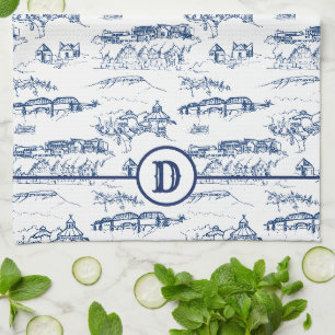 Monogram Chattanooga Toile Blue Theedoek