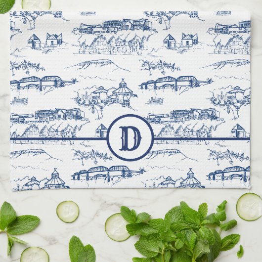Monogram Chattanooga Toile Blue Theedoek (Gevouwen)