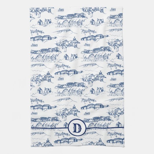 Monogram Chattanooga Toile Blue Theedoek (Verticaal)