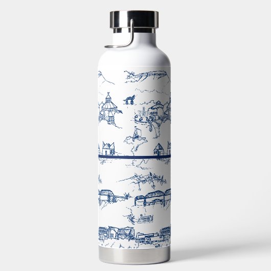 Monogram Chattanooga Toile Blue Water Flacon Waterfles (Rechts)