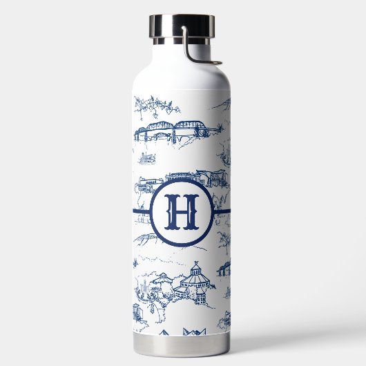 Monogram Chattanooga Toile Blue Water Flacon Waterfles (Links)